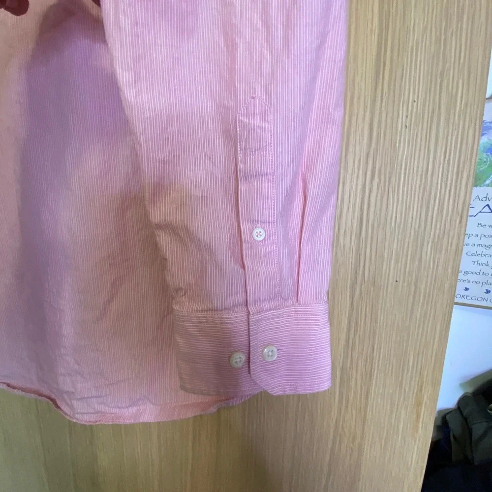 Banana Republic Mens Large‎ L Button Down Shirt Pink White  Micro Stripe 626415